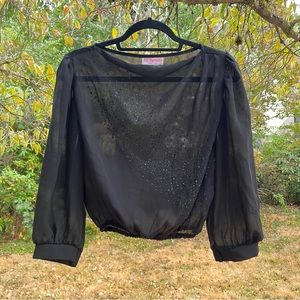 SOLD ON DEPOP 🌻 Sheer Vintage 3/4 Slv Glitter Blouse